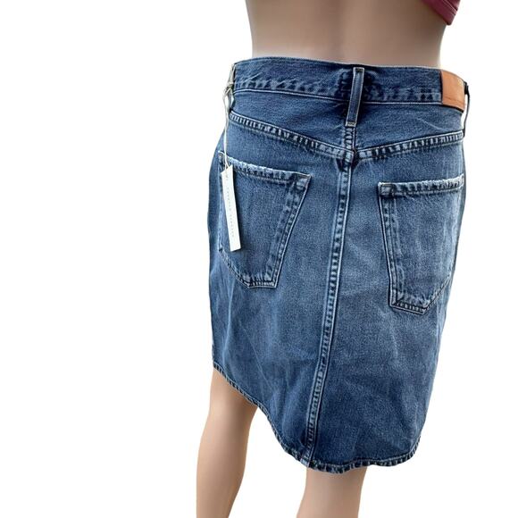 New Citizens of Humanity Premium Vintage Lorelle Piece Out Denim Mini Skirt 27 - Picture 2 of 13